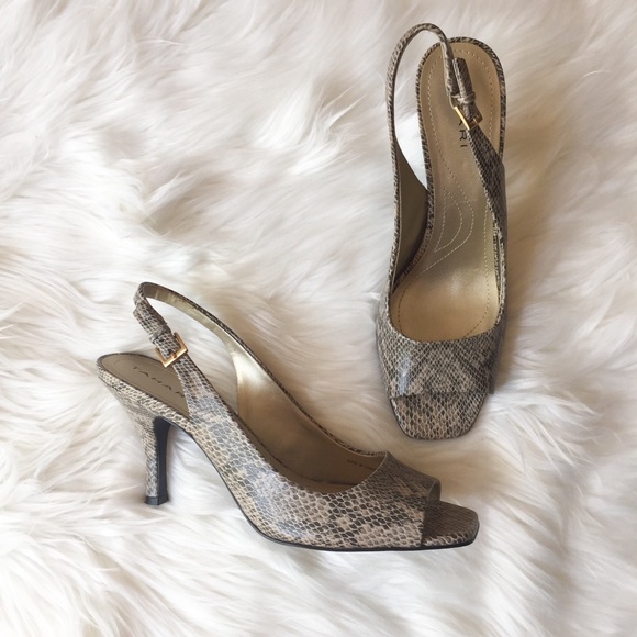 snakeskin slingback heels
